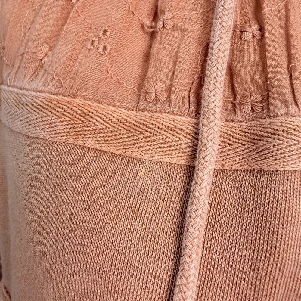Free People Piper Pieced Crop Pullover Hoodie Mango XS Boho Casual Cozy Soft Fit